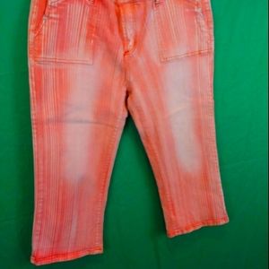 Defuze(USABrand)Orange Stripe Denim Capri